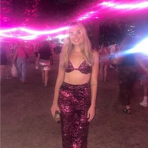 Women's Glitter Pink Sequin Set